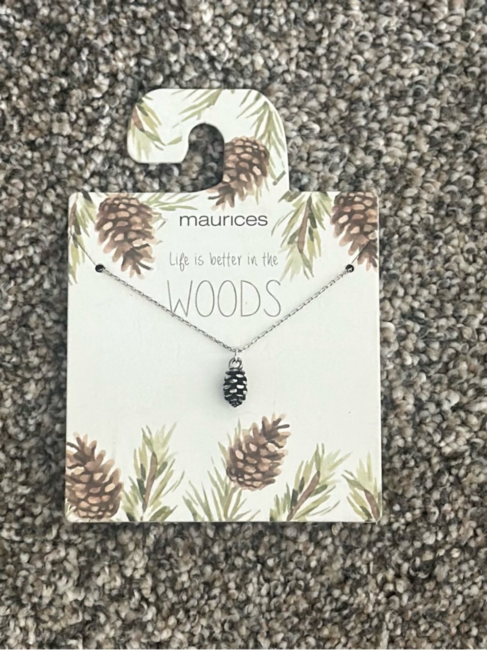maurices Silver Pinecone Necklace - Black & Silver
